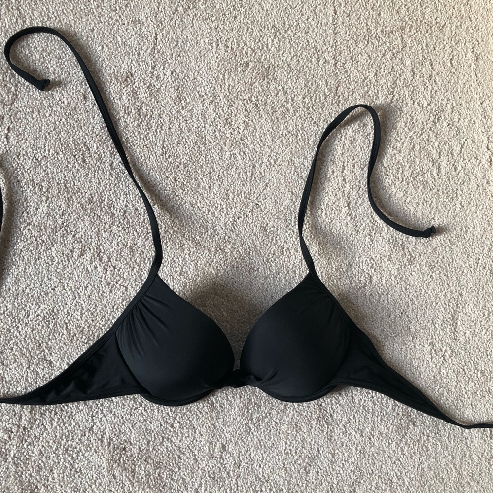 Black tie bathing suit top